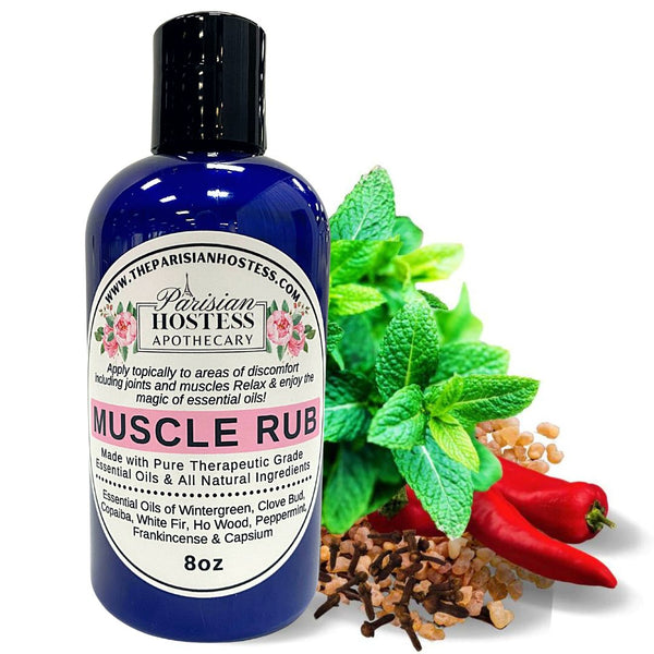 Muscle Rub Aloe Based Lotion- Certified Therapeutic Grade Essential Oil 8oz