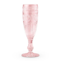 Vintage Style Pressed Glass Champagne Flute - Pink
