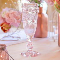 Vintage Style Pressed Glass Champagne Flute - Pink