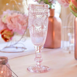 Vintage Style Pressed Glass Champagne Flute - Pink